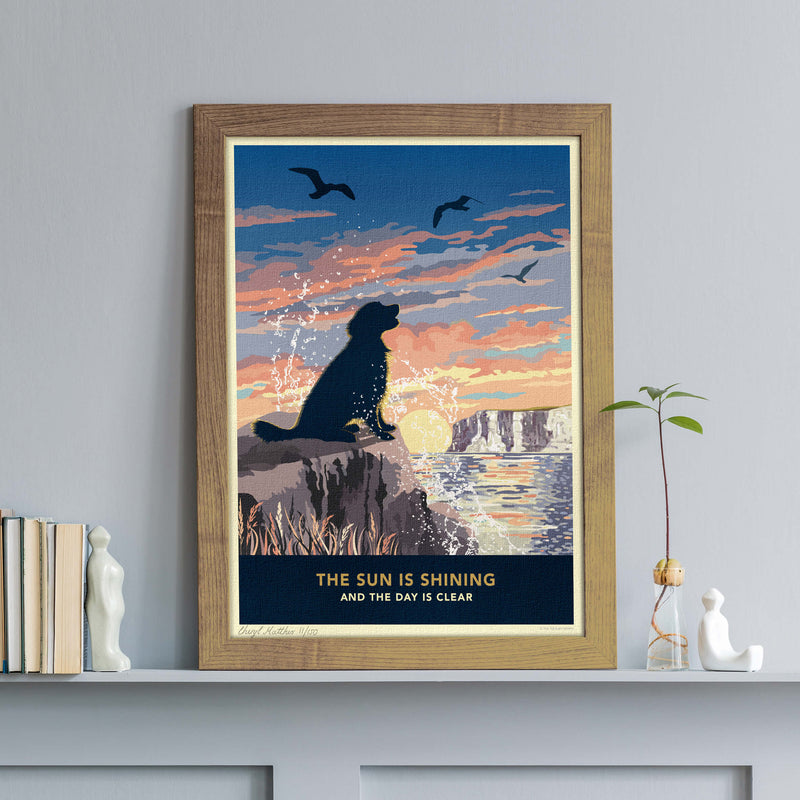 Golden Retriever or Flat-coated Retriever Limited Edition Coastal Print - A Dog Lover’s Gift.