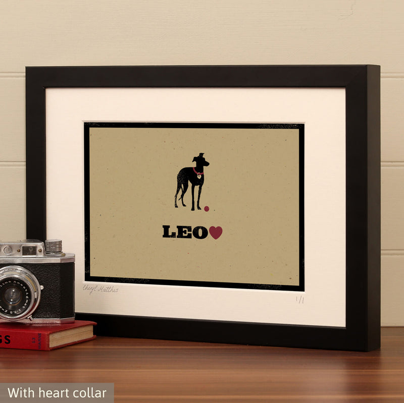 Personalised Greyhound Print For One Or Two Dogs