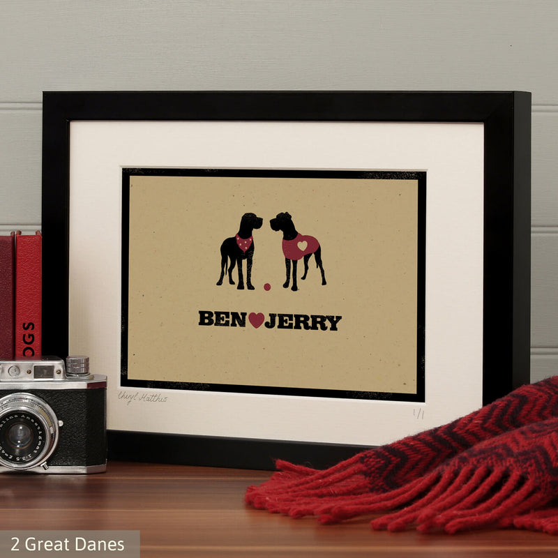 Personalised Great Dane Print For One Or Two Dogs
