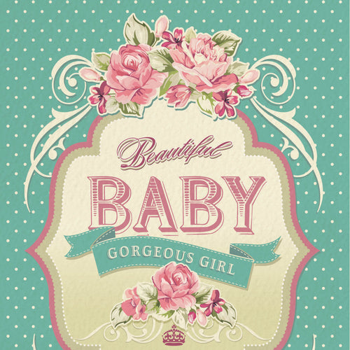 Vintage Baby Girl Card - Beautiful Baby