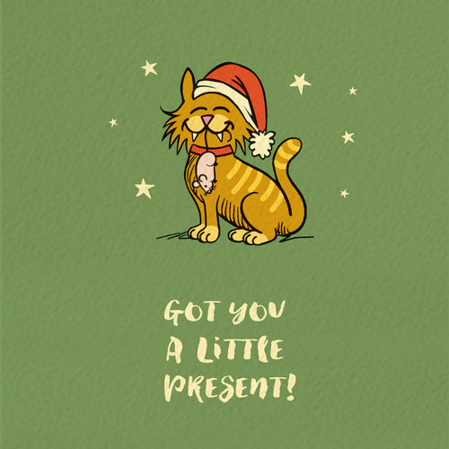 Funny Cartoon Cat Christmas Card