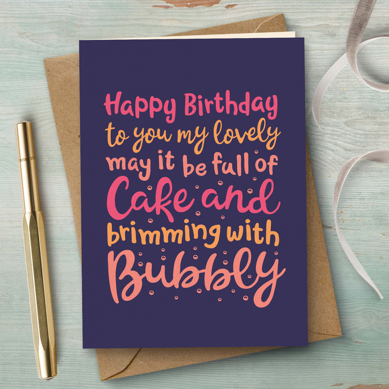 Funny Birthday Card - Cake And Bubbly
