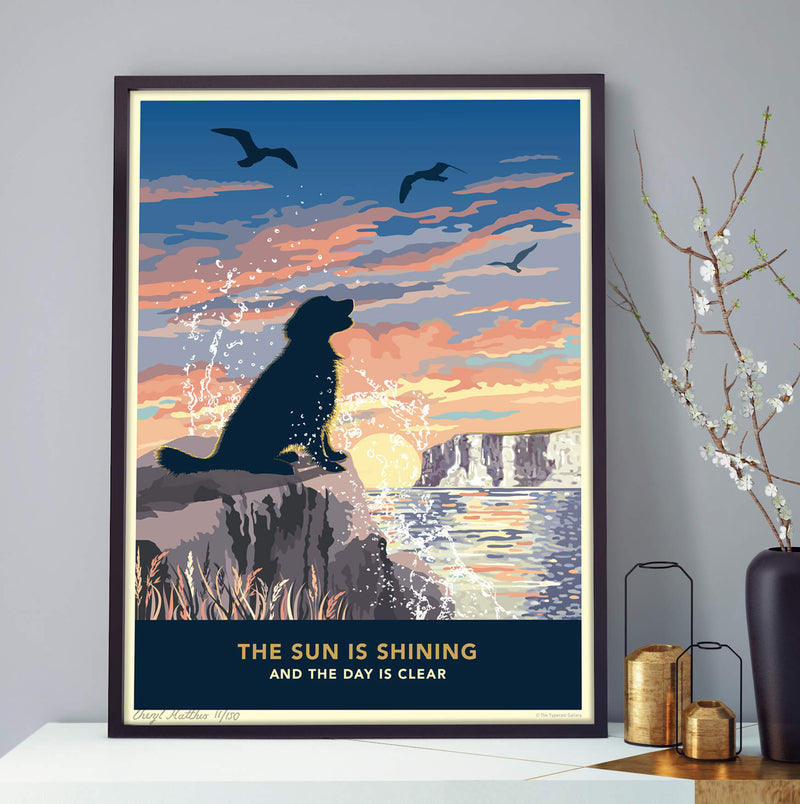 Golden Retriever or Flat-coated Retriever Limited Edition Coastal Print - A Dog Lover’s Gift.