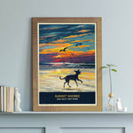 Whippet or Greyhound Sunset Beach Print - A Limited Edition Dog Lover’s Gift.