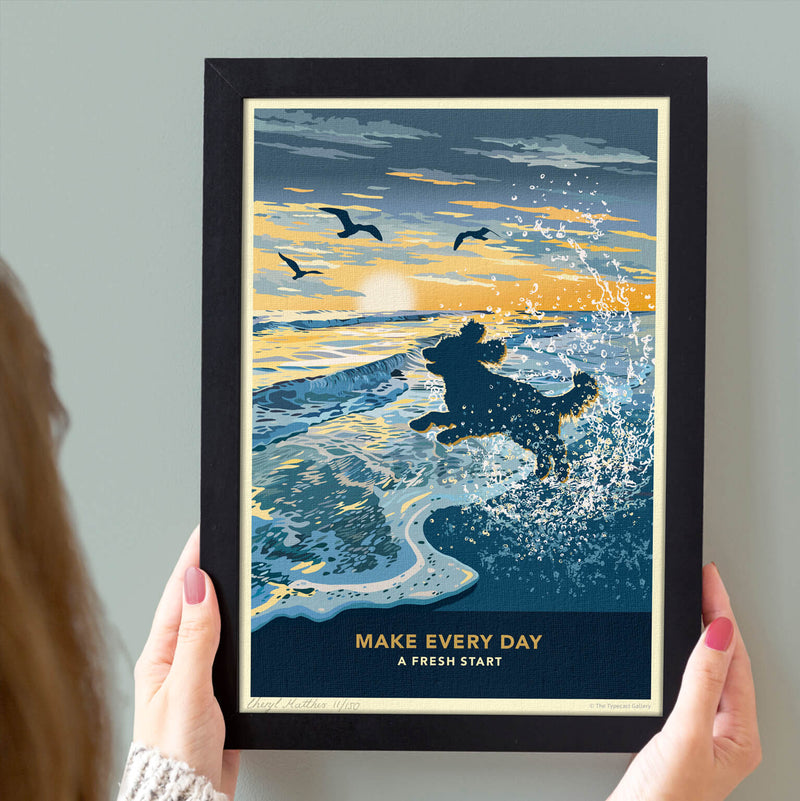 Cockapoo Or Poodle Sunrise On The Shoreline - Limited Edition Gift Pri ...
