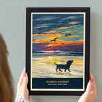 Dachshund Sunset Beach Print - A Limited Edition Dog Lover’s Gift.
