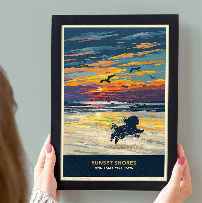 Shih Tzu Sunset Beach Print - A Limited Edition Dog Lover’s Gift.