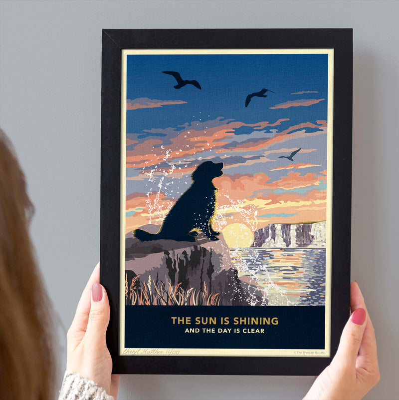 Golden Retriever or Flat-coated Retriever Limited Edition Coastal Print - A Dog Lover’s Gift.