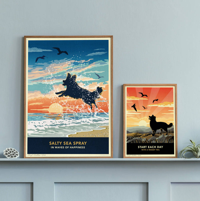 Seaside Border Collie Limited Edition Print - A Dog Lover’s Gift.
