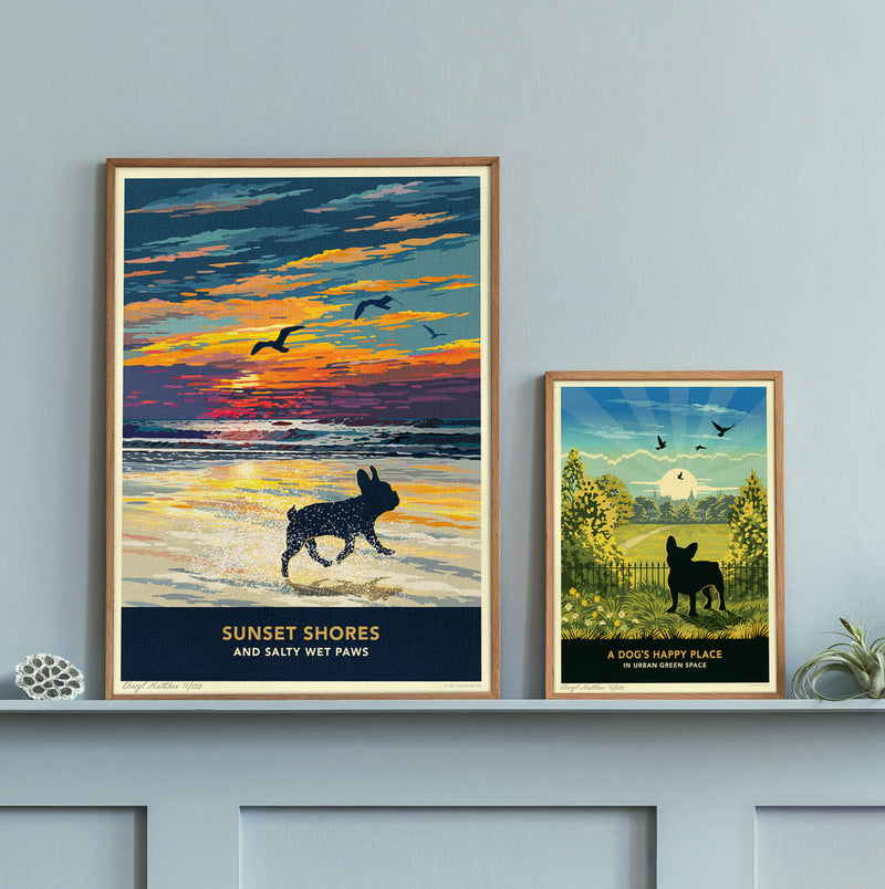 French Bulldog Sunset Beach Print - A Limited Edition Dog Lover’s Gift.