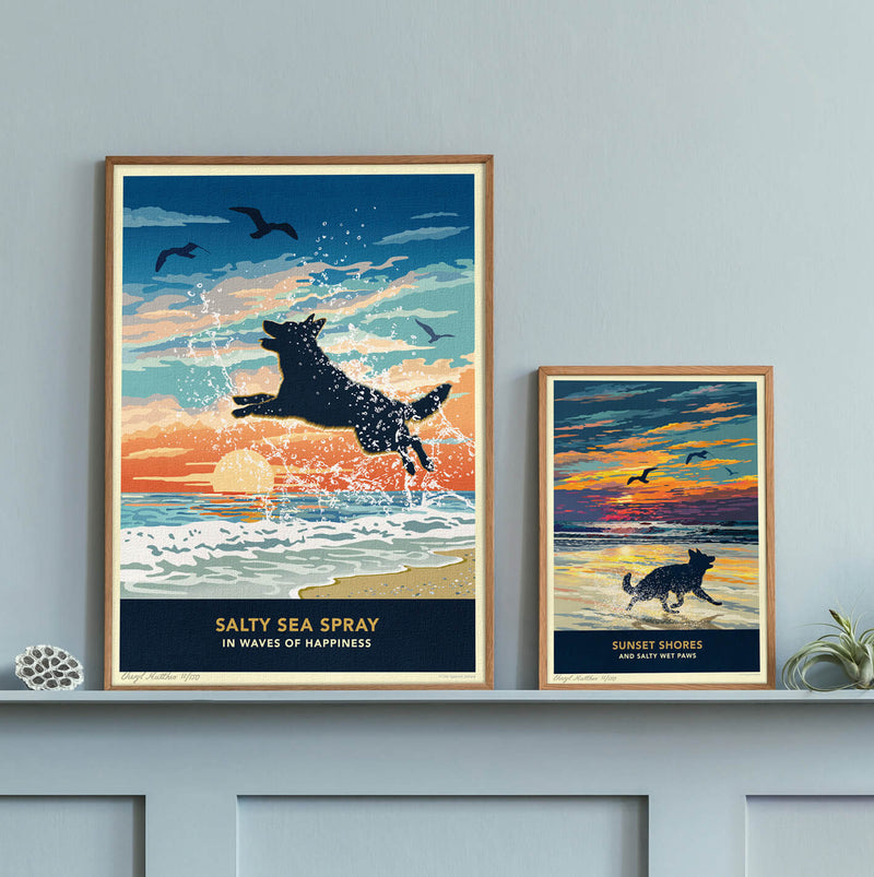 Seaside German Shepherd Limited Edition Print - A Dog Lover’s Gift.