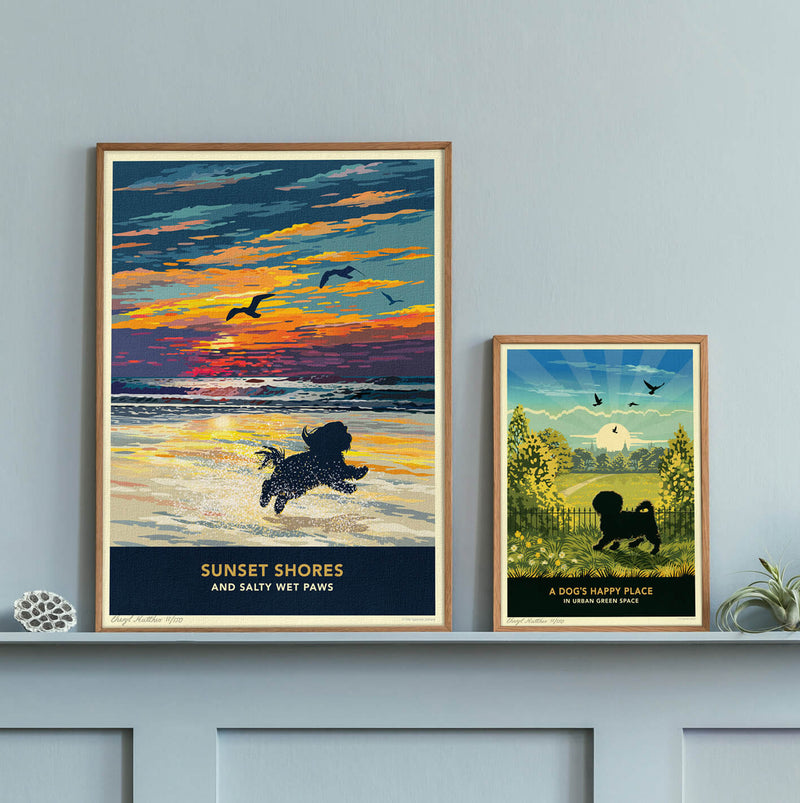 Shih Tzu Sunset Beach Print - A Limited Edition Dog Lover’s Gift.