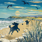 Limited Edition Beach Print of Two Cockapoos Playing - A Dog Lovers Gift.