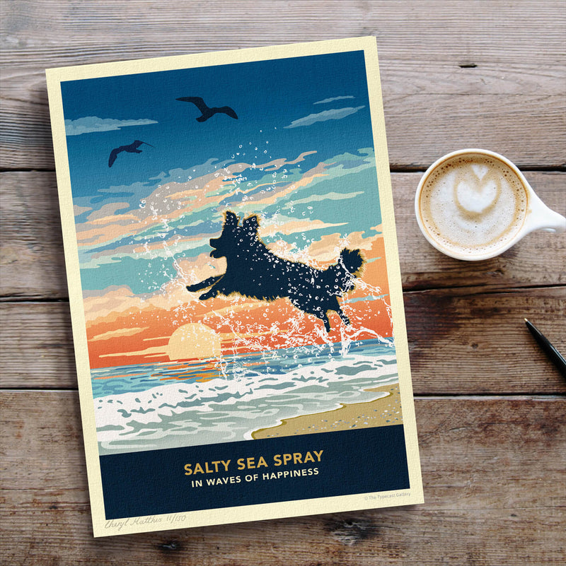 Seaside Border Collie Limited Edition Print - A Dog Lover’s Gift.