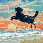 Golden Retriever or Flat-coated Retriever Limited Edition Seaside Print - A Dog Lover’s Gift.