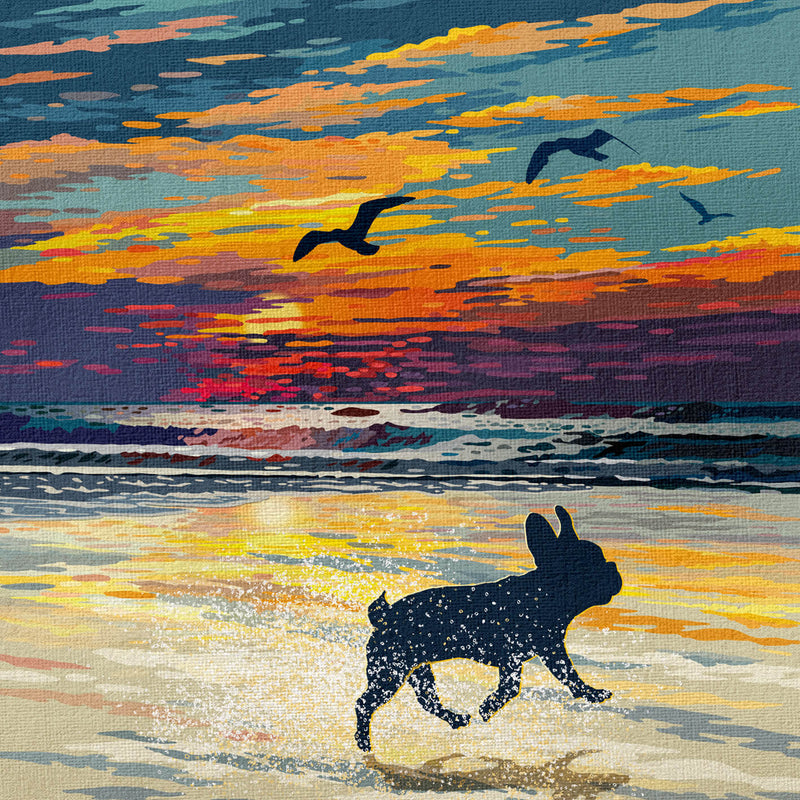 French Bulldog Sunset Beach Print - A Limited Edition Dog Lover’s Gift.