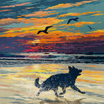 German Shepherd Sunset Beach Print - A Limited Edition Alsatian Dog Lover’s Gift.