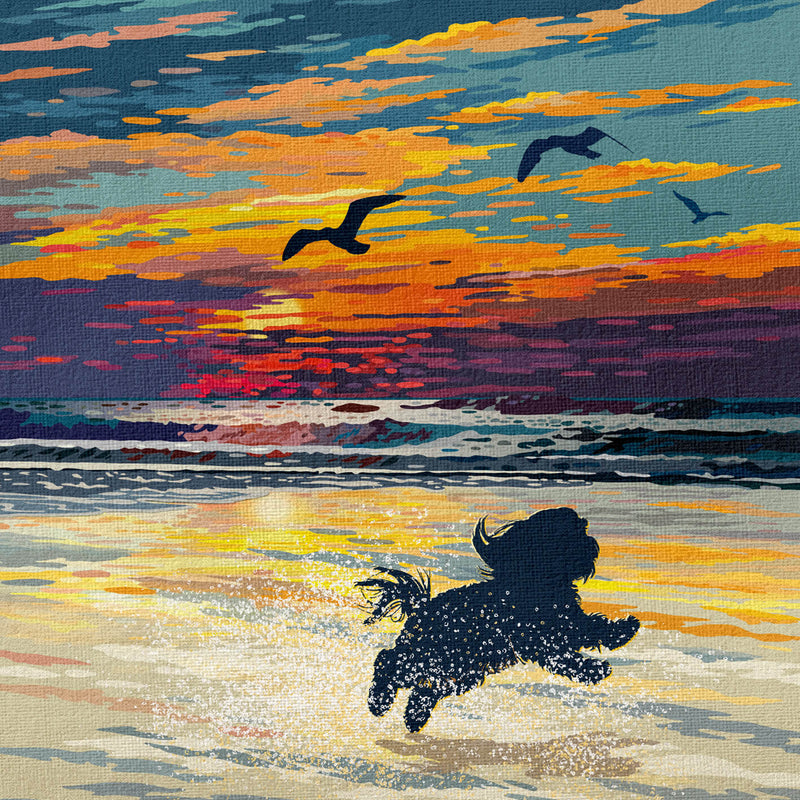 Shih Tzu Sunset Beach Print - A Limited Edition Dog Lover’s Gift.