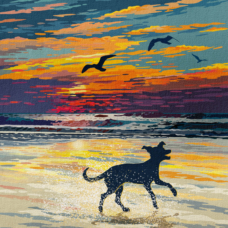 Whippet or Greyhound Sunset Beach Print - A Limited Edition Dog Lover’s Gift.
