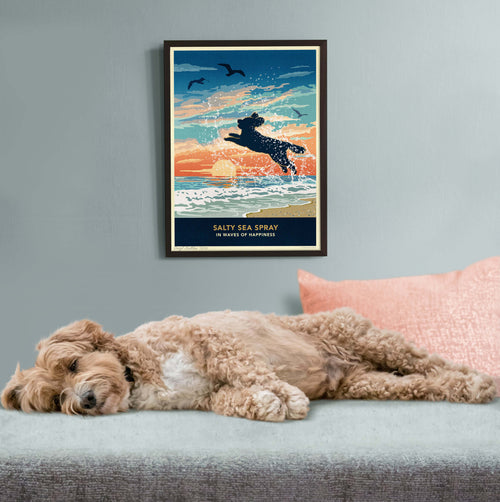 Cockapoo or Poodle Limited Edition Seaside Print - A Dog Lover’s Gift.