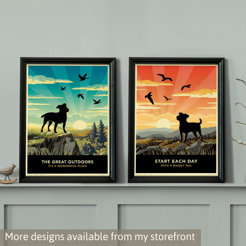 Jack Russell or Patterdale Terrier Sunset Beach Print - A Limited Edition Dog Lover’s Gift.