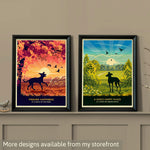 Whippet or Greyhound Sunset Beach Print - A Limited Edition Dog Lover’s Gift.