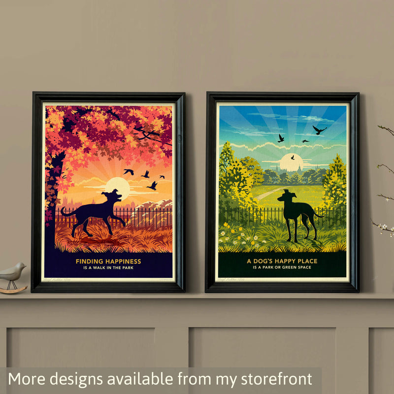 Whippet or Greyhound Sunset Beach Print - A Limited Edition Dog Lover’s Gift.