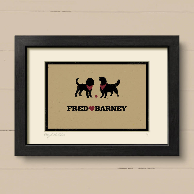 Personalised Dog Or Cat Print For Two Pets