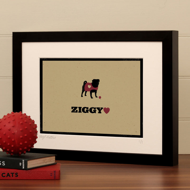 Personalised Pug Print For One Or Two Dogs