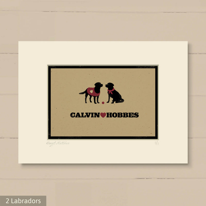Personalised Labrador Print For One Or Two Dogs