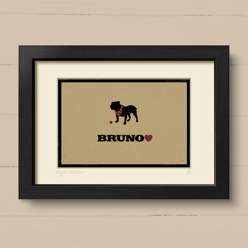 Personalised British Bulldog Print For One Or Two Dogs