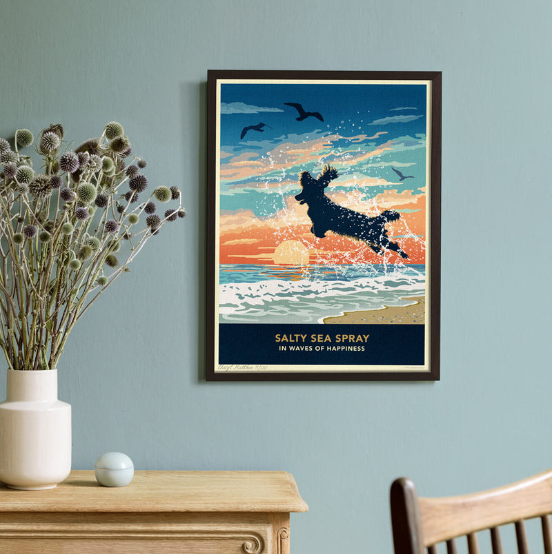 Spaniel Limited Edition Seaside Print - A Dog Lover’s Gift.