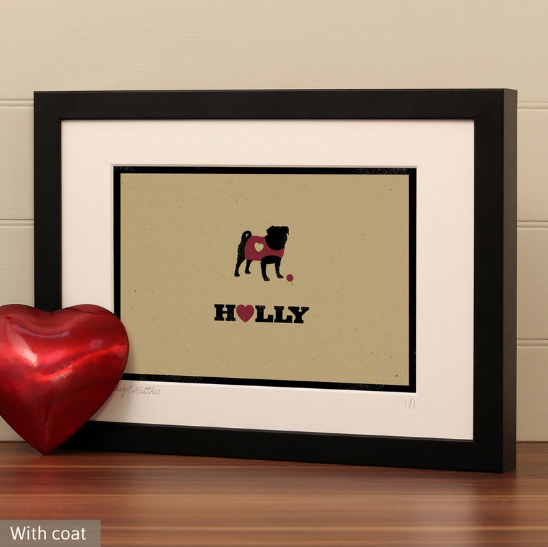 Personalised Pug Print For One Or Two Dogs