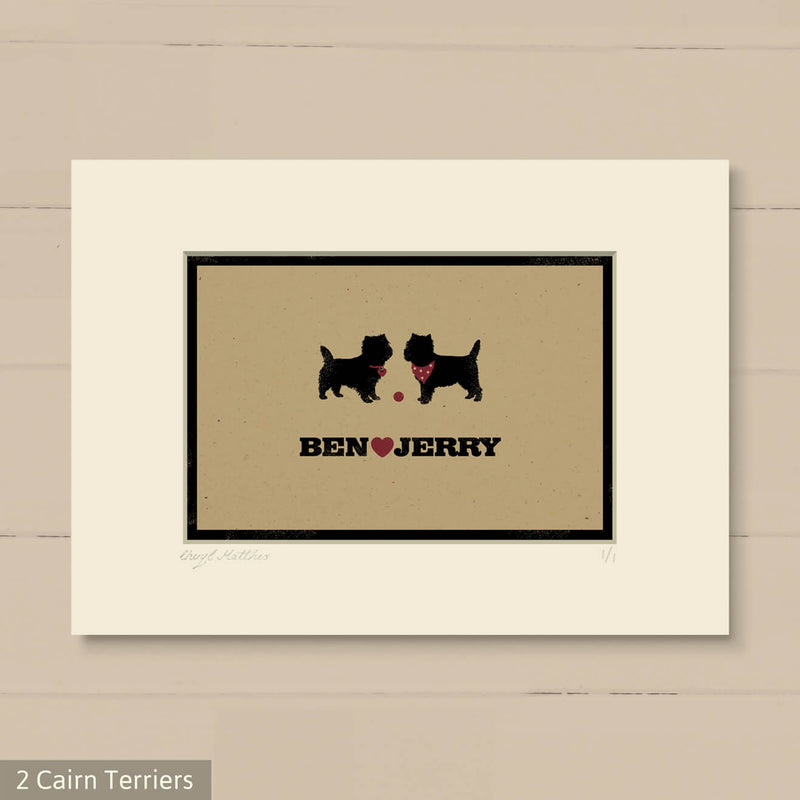 Personalised Cairn Terrier Print For One Or Two Dogs