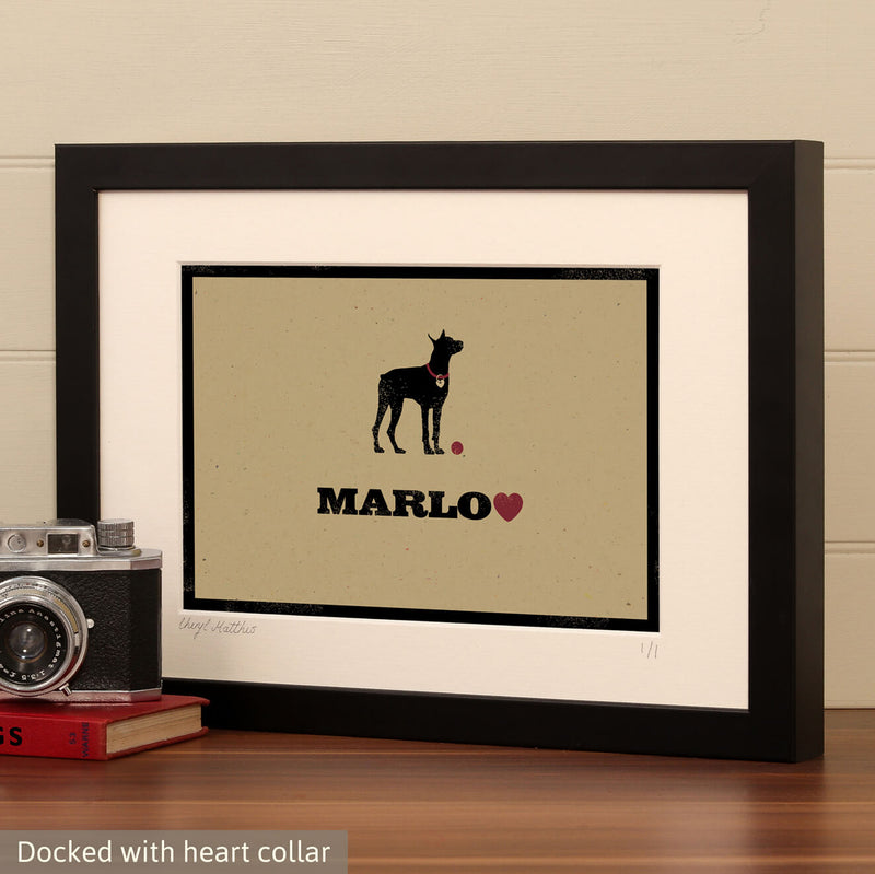 Personalised Doberman Pinscher Print For One Or Two Dogs