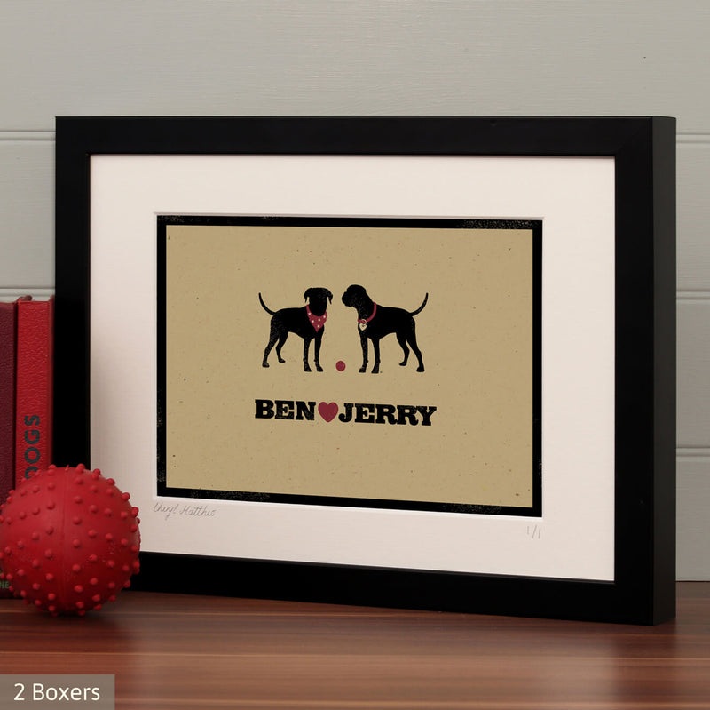 Personalised Boxer Dog Print For One Or Two Dogs