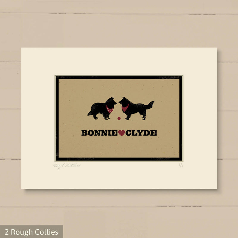 Personalised Rough Collie Print For One Or Two Dogs