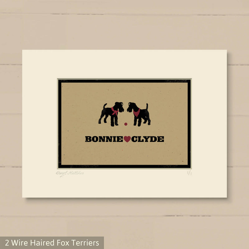 Personalised Wire Fox Terrier Print For One Or Two Dogs