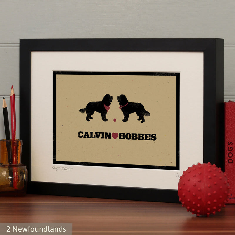 Personalised Newfoundland Print For One Or Two Dogs