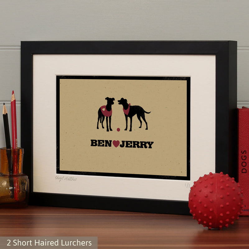 Personalised Lurcher Print For One Or Two Dogs