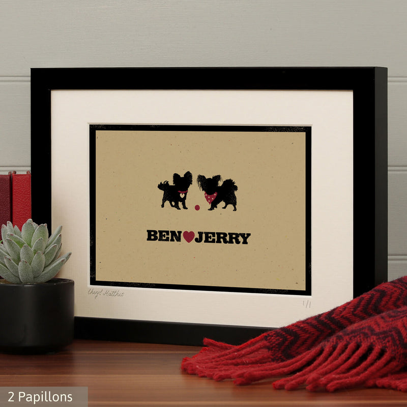 Personalised Papillon Print For One Or Two Dogs