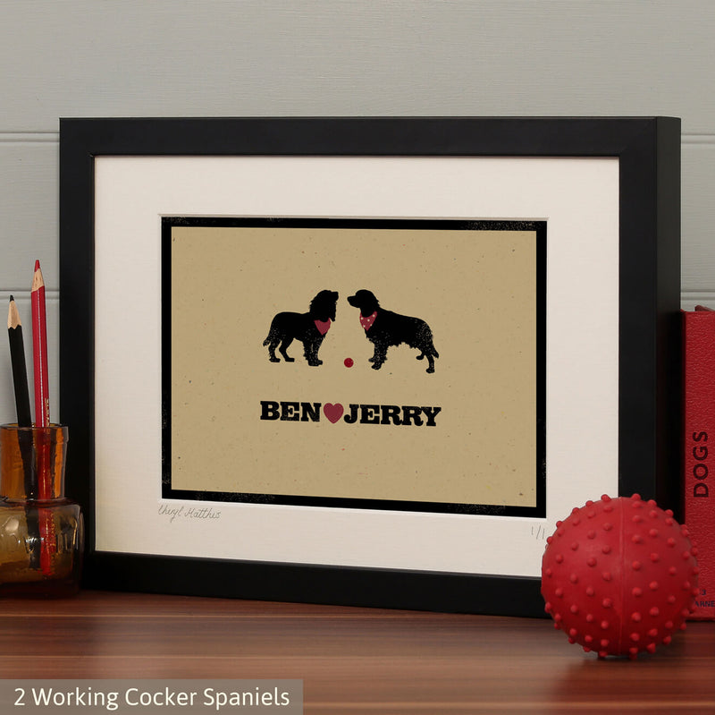 Personalised Cocker Spaniel (Working) Print For One Or Two Dogs