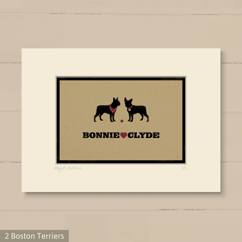 Personalised Boston Terrier Print For One Or Two Dogs