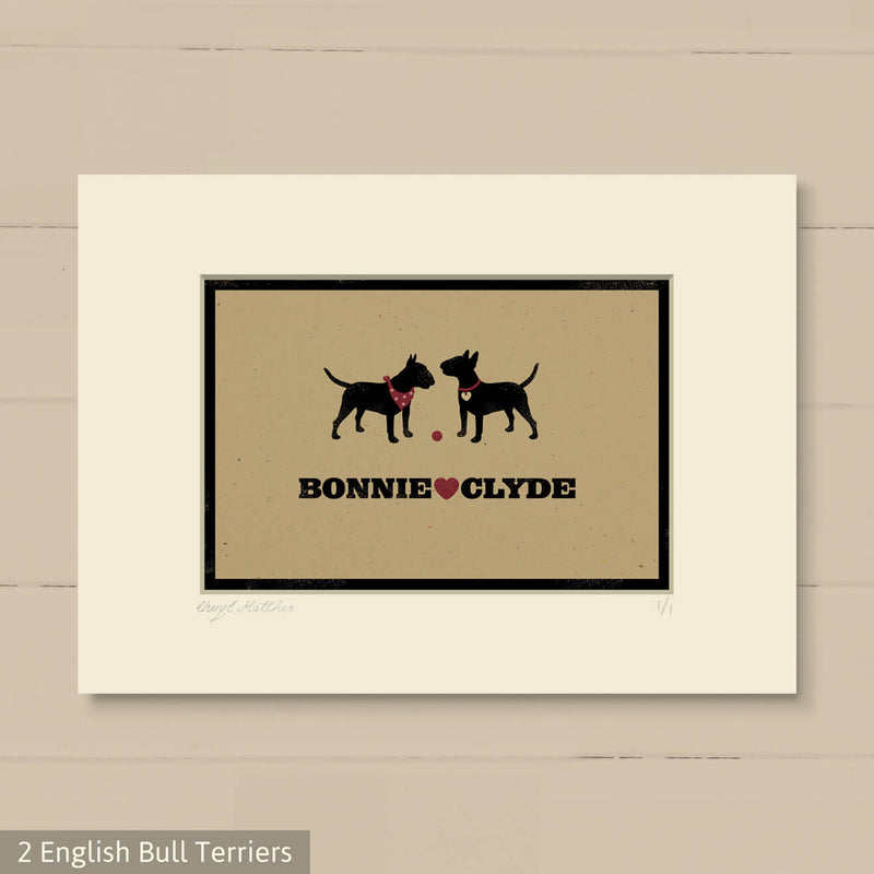 Personalised English Bull Terrier Print For One Or Two Dogs