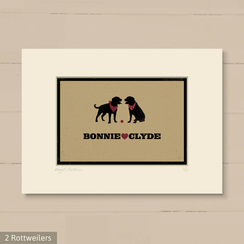 Personalised Rottweiler Print For One Or Two Dogs