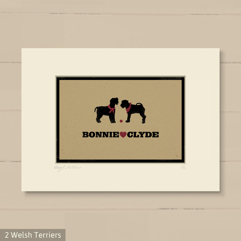 Personalised Welsh Terrier Print For One Or Two Dogs