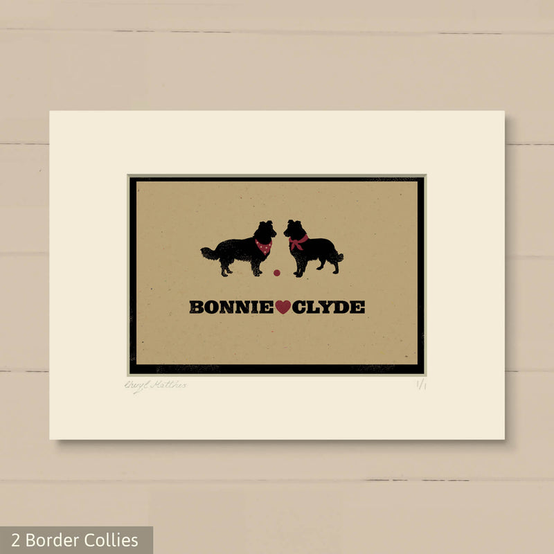 Personalised Border Collie Print For One Or Two Dogs