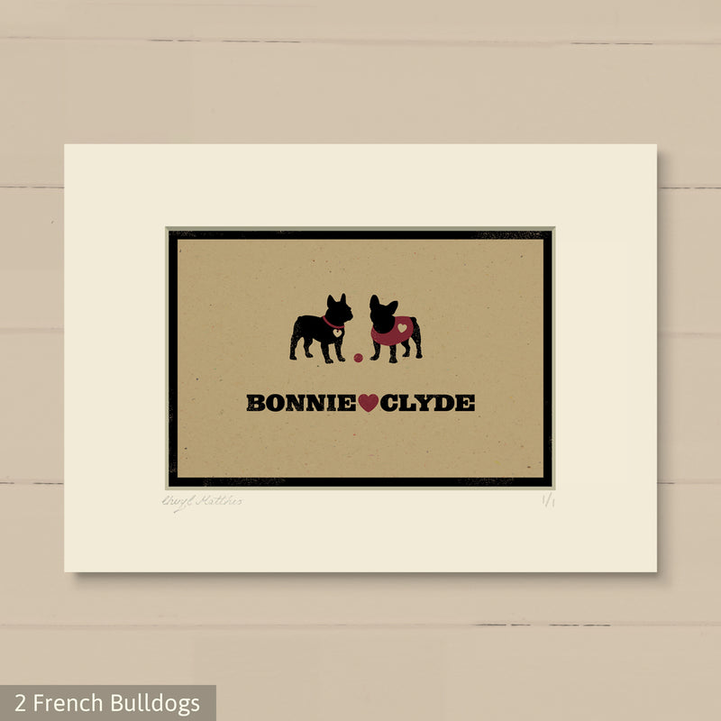 Personalised French Bulldog Print For One Or Two Dogs
