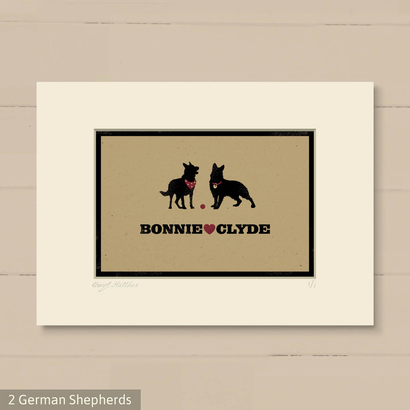 Personalised German Shepherd Print For One Or Two Dogs