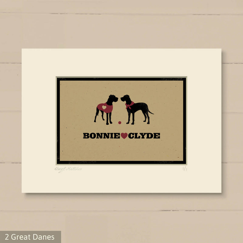 Personalised Great Dane Print For One Or Two Dogs